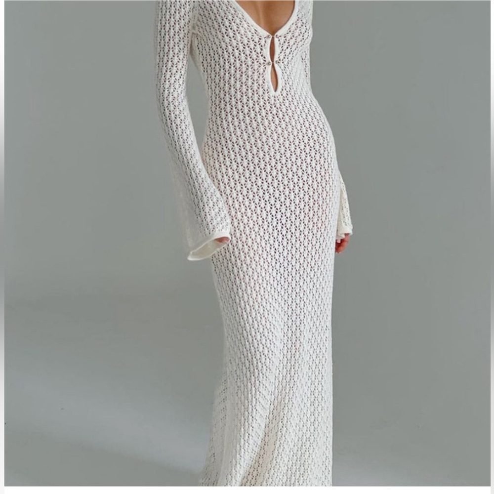 Commense - Women’s White Knit Coverup Dress